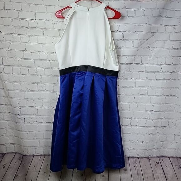 NWT Juniors 2XL 17/19 Formal Dress Blue Color Block Stretch Pleated Bodycon - Picture 10 of 10